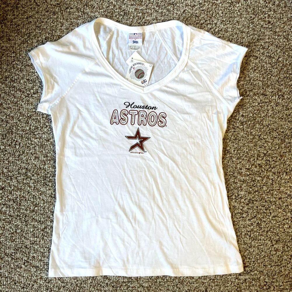 NWT MLB Genuine Merchandise Houston Astros T-Shirt Womens Size XL Baseball Studs